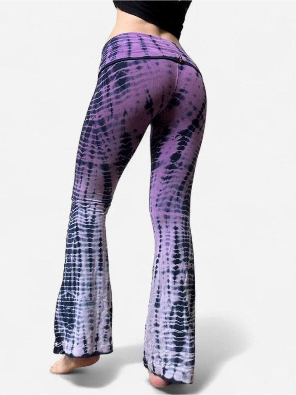 Hard tail y2k Purple tie-dye fold over flare leggings